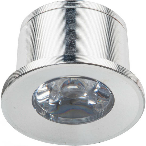 LED Veranda Spot Verlichting 6 Pack - Velvalux - 1W - Warm Wit 3000K - Inbouw - Dimbaar - Rond - Mat Zilver - Aluminium