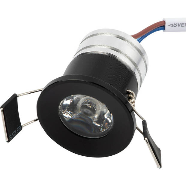 LED Veranda Spot Verlichting 6 Pack - Velvalux - 3W - Warm Wit 3000K - Inbouw - Rond - Mat Zwart - Aluminium - Ø31mm