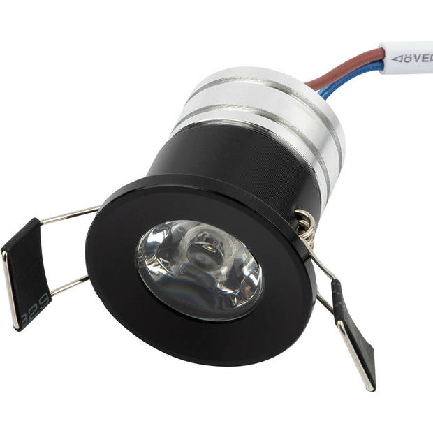 LED Veranda Spot Verlichting 6 Pack - Velvalux - 3W - Warm Wit 3000K - Inbouw - Dimbaar - Rond - Mat Zwart - Aluminium -