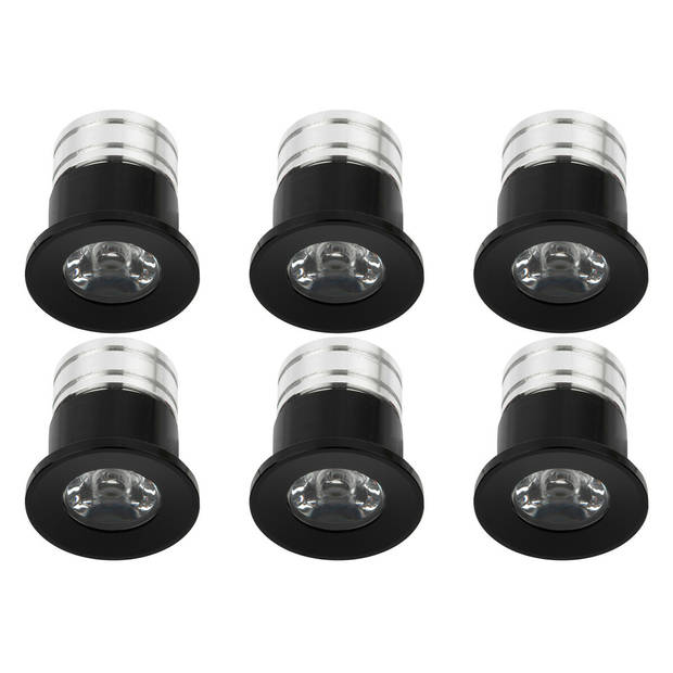 LED Veranda Spot Verlichting 6 Pack - Velvalux - 3W - Warm Wit 3000K - Inbouw - Dimbaar - Rond - Mat Zwart - Aluminium -