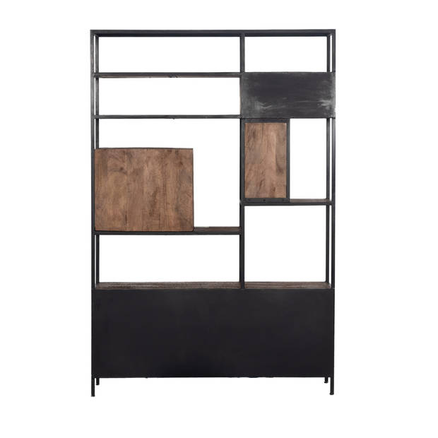 Giga Meubel - Vakkenkast Bruin - Metaal/Hout - 140x42x210cm - Kast Cube