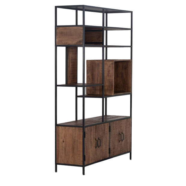 Giga Meubel - Vakkenkast Bruin - Metaal/Hout - 140x42x210cm - Kast Cube