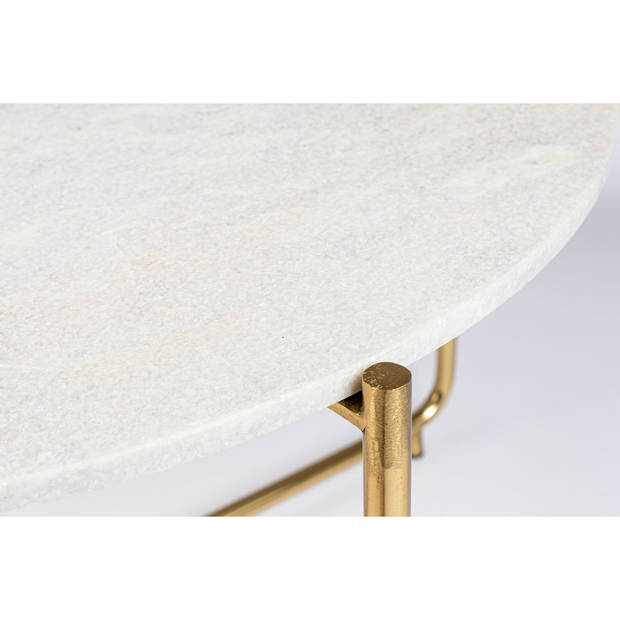 Housecraft Timpa Salontafel Marmer Rond 70x70 cm Wit/ Goud