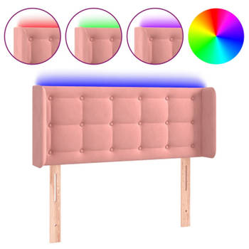 vidaXL Hoofdbord LED 103x16x78/88 cm fluweel roze