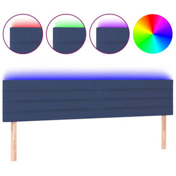 vidaXL Hoofdbord LED 180x5x78/88 cm stof blauw