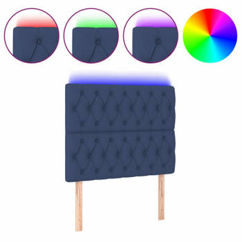 vidaXL Hoofdbord LED 90x7x118/128 cm stof blauw