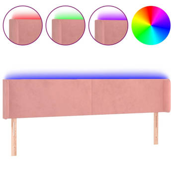 vidaXL Hoofdbord LED 163x16x78/88 cm fluweel roze