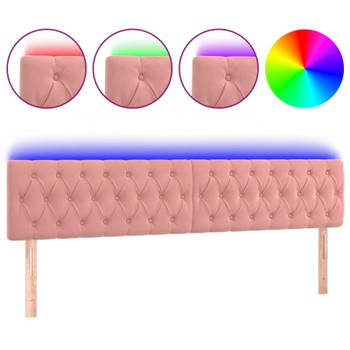 vidaXL Hoofdbord LED 180x7x78/88 cm fluweel roze