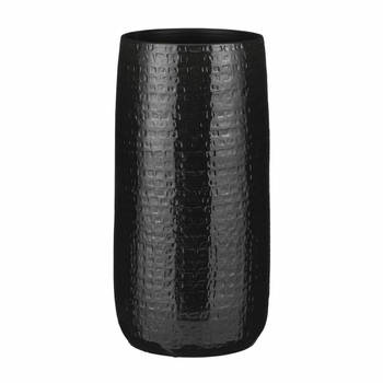 Bloemenvaas keramiek zwart met relief patroon - D25/H50 cm - Vazen