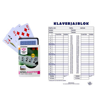 Scoreblok Klaverjassen spel 50 vellen met 2 pakjes speelkaarten - Kaartspel