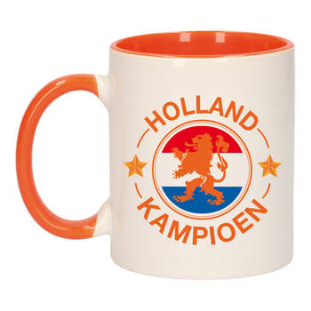 Mok/ beker wit en oranje Holland kampioen 300 ml - feest mokken