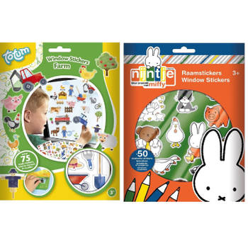 Kinder autoraam stickers combinatie set boerderij en Nijntje thema - Raamstickers