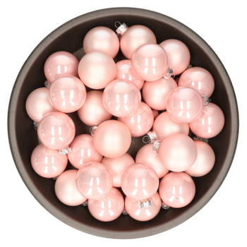 Kerstballen set van glas 36x stuks roze 6 cm - Kerstbal