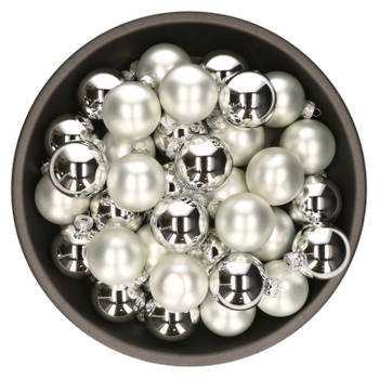 Kerstballen set van glas 36x stuks zilver 6 cm mat en glans - Kerstbal