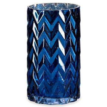 Bloemenvaas - luxe decoratie glas - blauw - 11 x 20 cm - Vazen