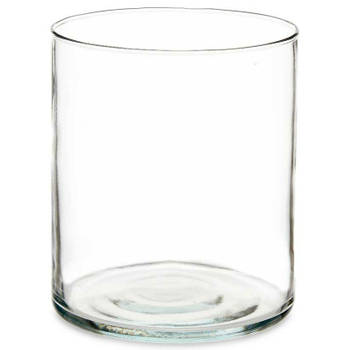 Bloemenvaas - cilinder vorm - transparant glas - 17 x 20 cm - Vazen