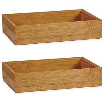 2x Stuks Kast/lade/make-up organizers bamboe hout bakje 23 x 15 x 5 cm - Make-up dozen