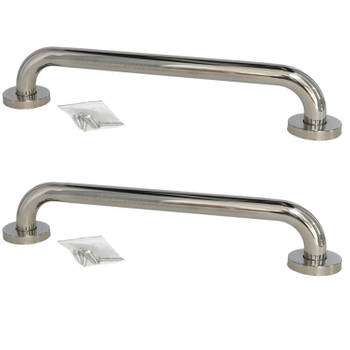 2x stuks badkamer/douche wand handgreep rvs metaal zilver 42 cm - Badkameraccessoireset