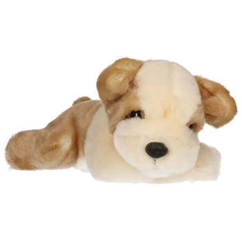 Pluche creme/lichtbruine Bulldog puppy honden knuffel 25 cm - Knuffel huisdieren