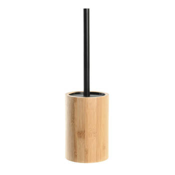 WC/Toiletborstel in houder naturel/zwart bamboe hout 36 x 10 cm - Toiletborstels