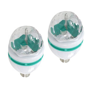 Set van 2x disco lampen/licht Led E27 fitting draaiend/roterend met kleureffecten - Discobollen