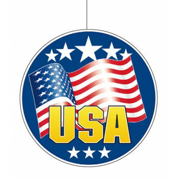 2x stuks USA/Amerikaanse vlag hangdecoratie 28 cm van karton - Hangdecoratie