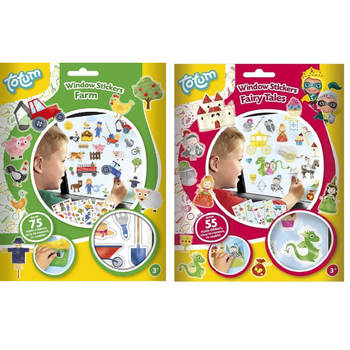 Kinder autoraam stickers combinatie set boerderij en sprookjes thema - Raamstickers