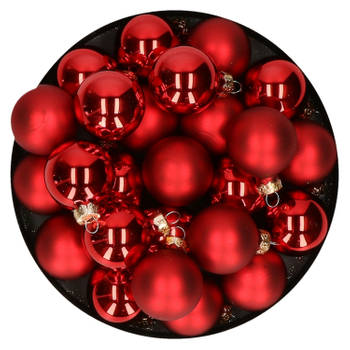 Kerstballen set van glas 36x stuks rood 4 cm - Kerstbal