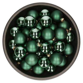 Kerstballen set van glas 36x stuks emerald groen 6 cm - Kerstbal