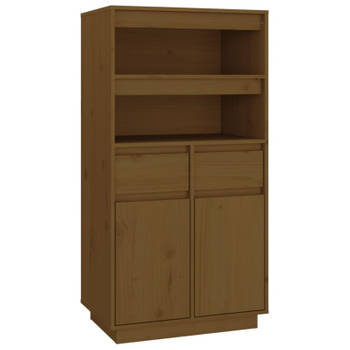 vidaXL Hoge kast 60x40x116,5 cm massief grenenhout honingbruin