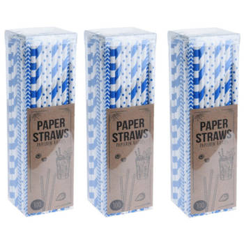 Papieren drinkrietjes - 300x - blauw - 20 cm - Drinkrietjes