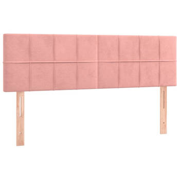 vidaXL Hoofdborden 2 st 72x5x78/88 cm fluweel roze