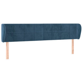 vidaXL Hoofdbord met randen 203x23x78/88 cm fluweel donkerblauw