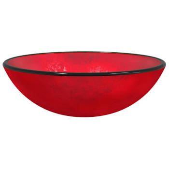 vidaXL Wasbak 42x14 cm gehard glas rood
