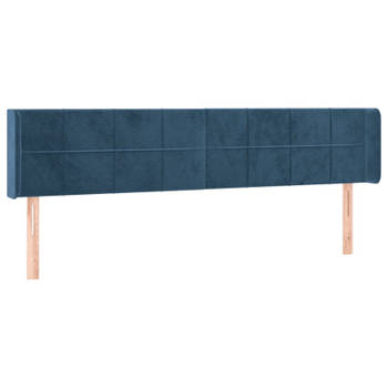 vidaXL Hoofdbord met randen 203x16x78/88 cm fluweel donkerblauw