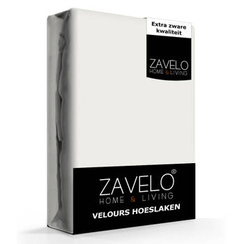 Zavelo Hoeslaken Velours Ivoor - Fluweel Zacht - 30 cm Hoekhoogte - Rondom Elastiek - Velvet -Lits-jumeaux (160/180x2...