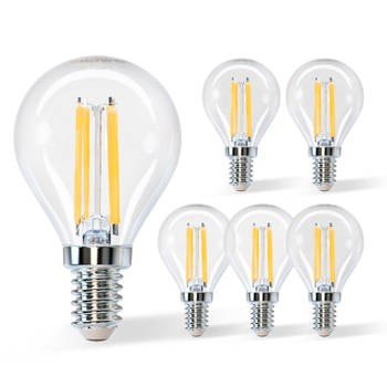 Aigostar 10ZBS - LED lichtbron - Filament Lamp - G45 - E14 - 470lm - 2700K - Warm Wit - 4 Watt - 6 Stuks