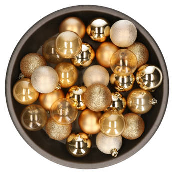 Kunststof kerstballen 48x stuks goud 6 cm - Kerstbal