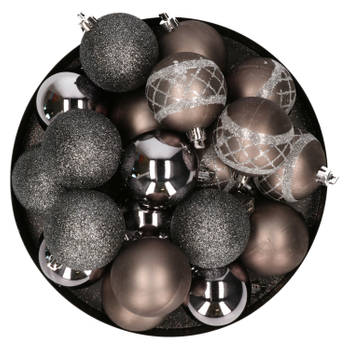 Kunststof kerstballen 20x stuks donkere kleuren mix 6 cm - Kerstbal