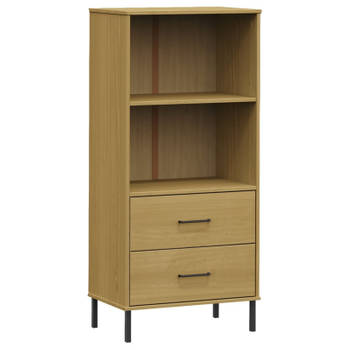 vidaXL Boekenkast met 2 lades OSLO 60x35x128,5 cm massief hout bruin