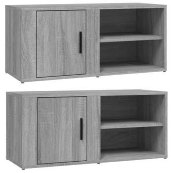 vidaXL Tv-meubels 2 st 80x31,5x36 cm bewerkt hout grijs sonoma eiken