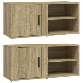 vidaXL Tv-meubels 2 st 80x31,5x36 cm bewerkt hout sonoma eikenkleurig