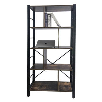 Wandkast boekenkast Stoer industrieel design metaal hout 154 cm hoog