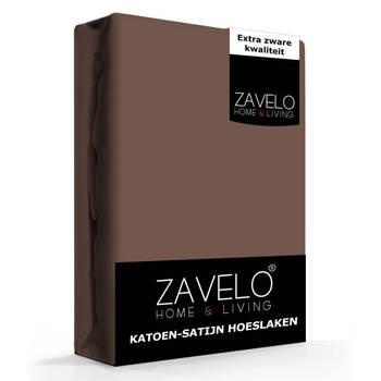 Zavelo Katoen - Hoeslaken Katoen Satijn Taupe - Zijdezacht - Extra Hoog-2-persoons (140x200 cm)