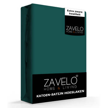 Zavelo Katoen - Hoeslaken Katoen Satijn Donker Groen - Zijdezacht - Extra Hoog-1-persoons (90x200 cm)