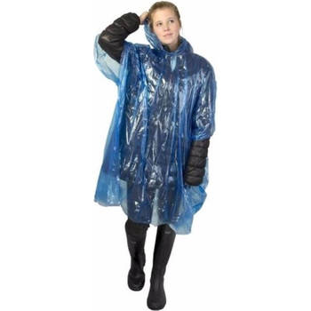 Wegwerp regenponcho transparant/blauw voor volwassenen uniseks Regenjas capuchon Lichtgewicht Regen wegwerpponcho