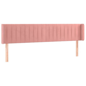 vidaXL Hoofdbord met randen 203x16x78/88 cm fluweel roze