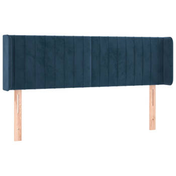 vidaXL Hoofdbord met randen 147x16x78/88 cm fluweel donkerblauw