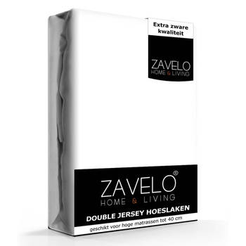 Zavelo Double Jersey Hoeslaken Wit-2-persoons (140x200 cm)