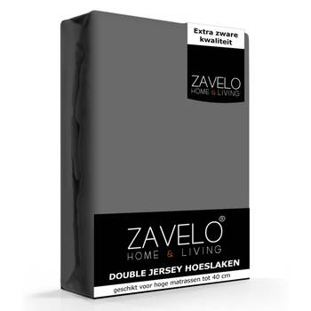 Zavelo Double Jersey Hoeslaken Antraciet-Lits-jumeaux (160x200 cm)
